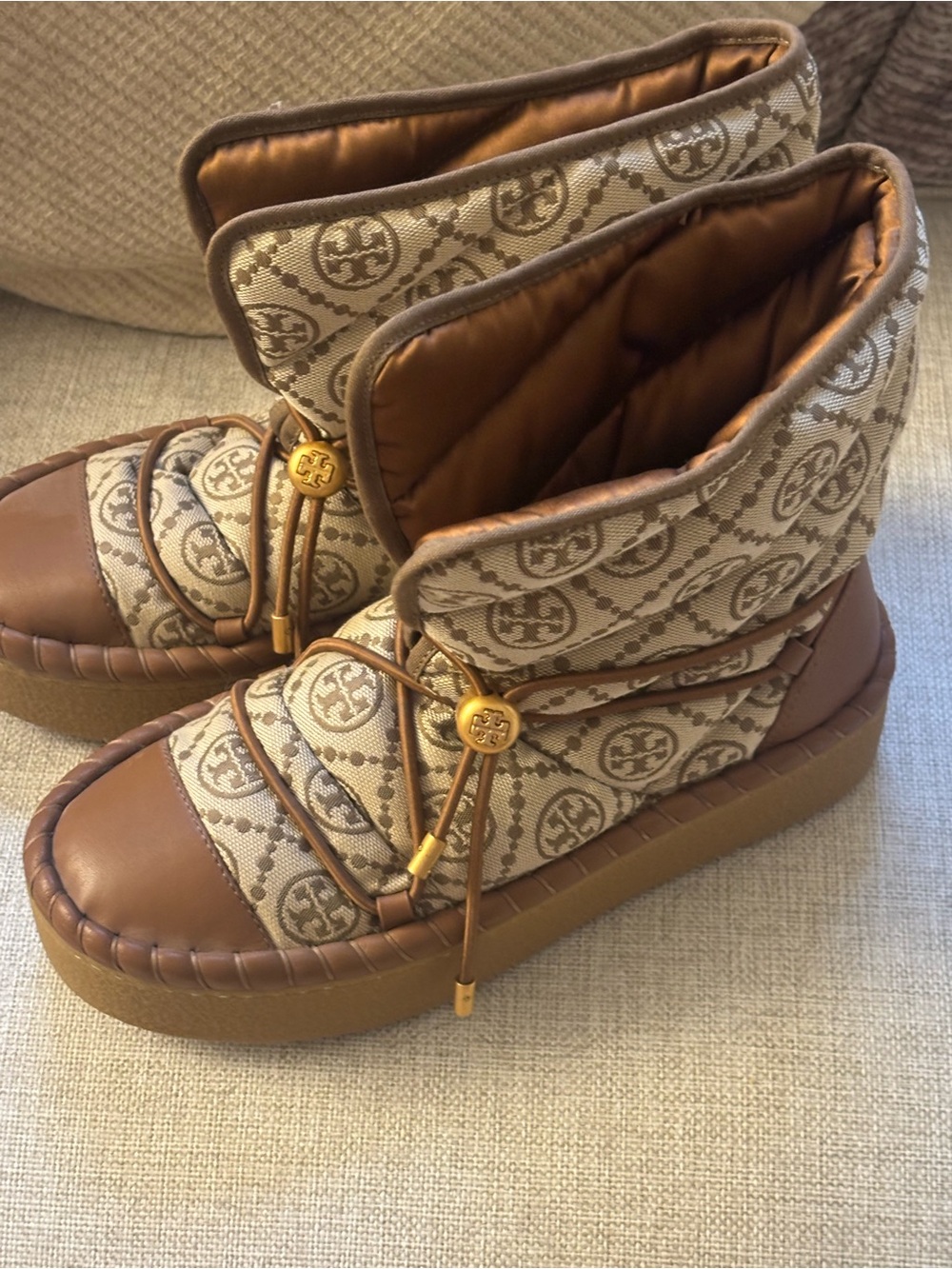 Tory Burch Tan Logo Platform Boots- BRAND NEW!